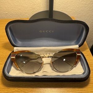 Gucci Gold and Brown Sunglasses